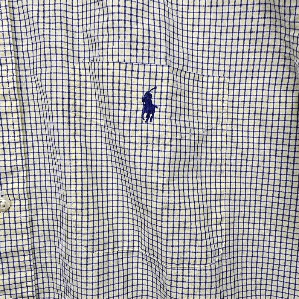 Polo Ralph Lauren Men XL Yellow Blue Check Short Sleeve Button Shirt Classic Fit - Picture 4 of 6